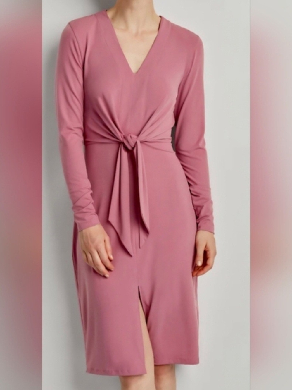 Ellen Tracy Women’s Pink Long Sleeve Tie-Front Romper Dress Size M